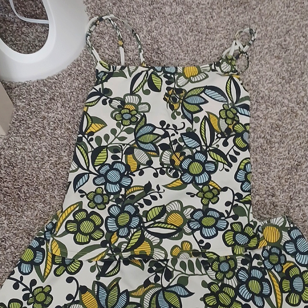 Floral swim skirt and top